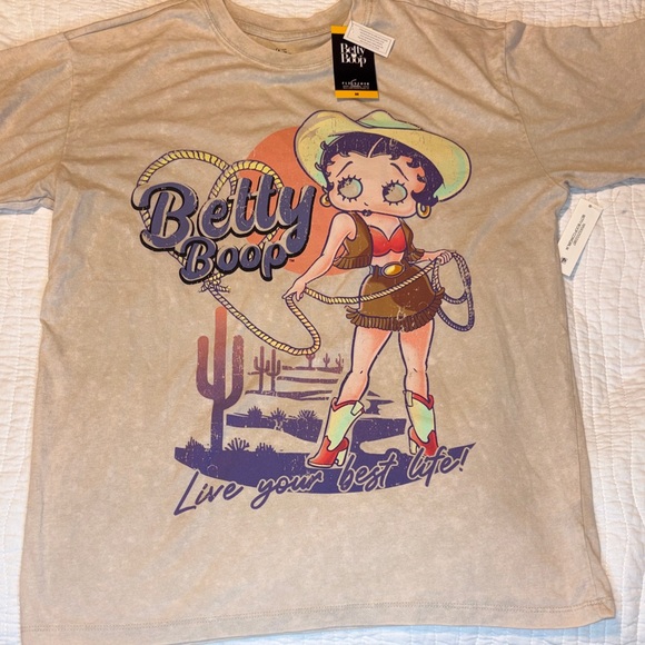 Betty Boop Beige Graphic T-Shirt - Picture 3 of 6
